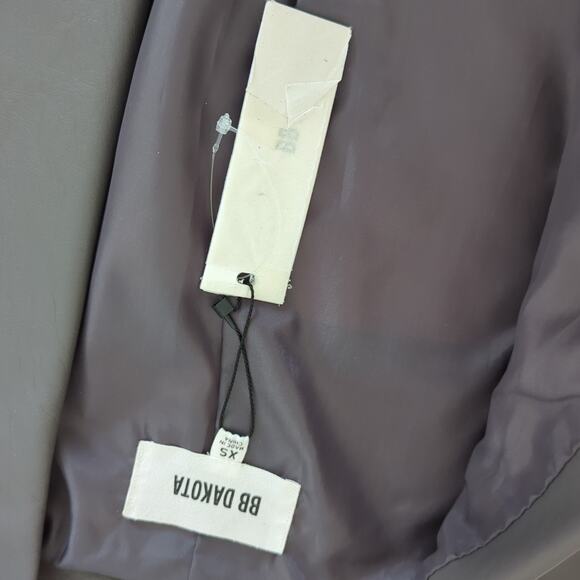 NWT BB Dakota Women's Lander Vegan Leather Gray Jacket XS Knit Undersleeve $104 - Picture 5 of 14